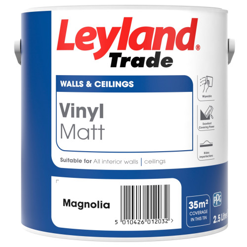 Decorating Supplies Direct Leyland Trade Vinyl Matt Magnolia 2.5L